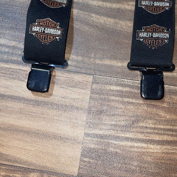 Vintage Harley Davidson Motorcycle Black Orange Logo / Elastic Suspenders - Picture 7 of 10